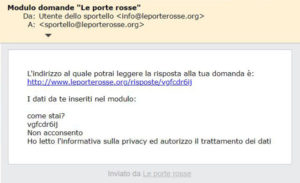 esempio di e-mail ricevuta